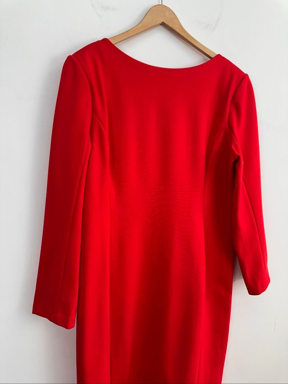 Spanx Women’s Ponte Knit Red Long Sleeve Low Back Midi Dress - Picture 12 of 15